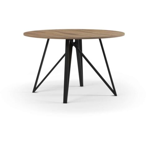 Mesa para comedor redonda fija Md-Victor acabado roble-ud, 130cm(ancho) 75cm(altura) 130cm(fondo).
