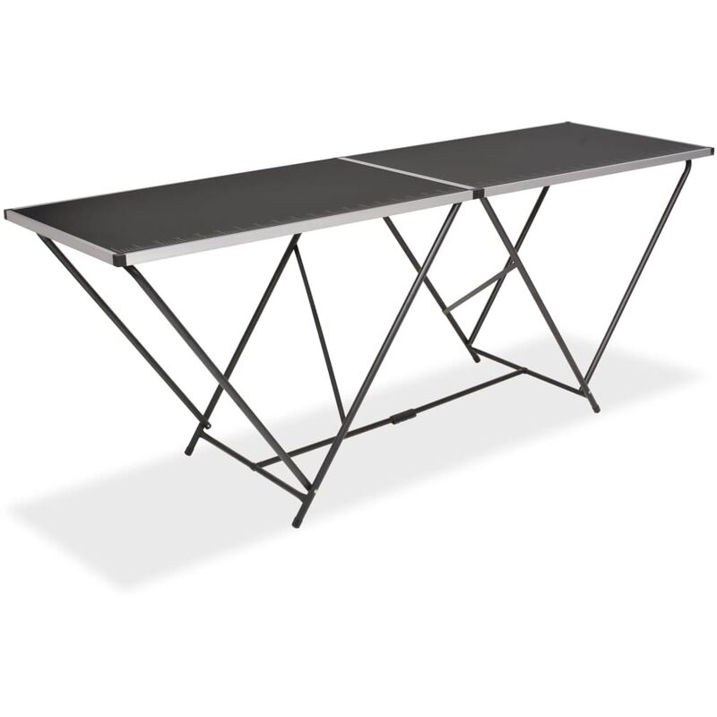 

vidaXL Mesa para empapelar plegable de MDF y aluminio 200x60x78 cm - Negro