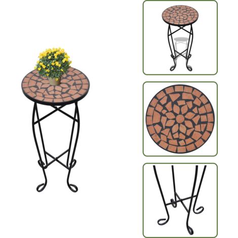 Mesa para jardín - vidaXL Mesita auxiliar para plantas mosaico terracota - Mesa para balcón