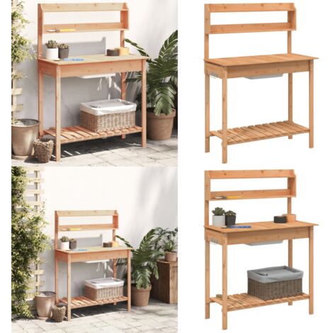 Mesa para macetas con fregadero madera abeto 147,5x44x139,5 cm - Mesa de jardinería - Mesa de madera