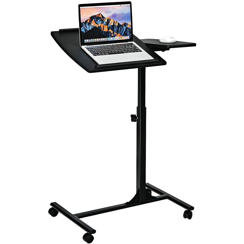 

Costway - Mesa para Ordenador Portátil con Ruedas Altura Ajustable Escritorio Laptop con Soporte para Ratón (Negro)