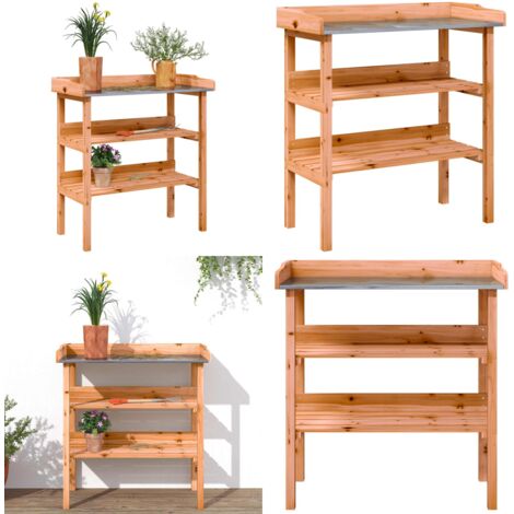Mesa para plantas con estantes madera abeto marrón 78x38x82,5cm - Estantes para macetas - Mesa de madera
