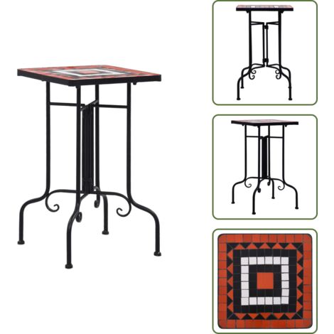 Mesa para plantas - vidaXL Mesa auxiliar de mosaico cerámica terracota y blanco - Mesa de cerámica