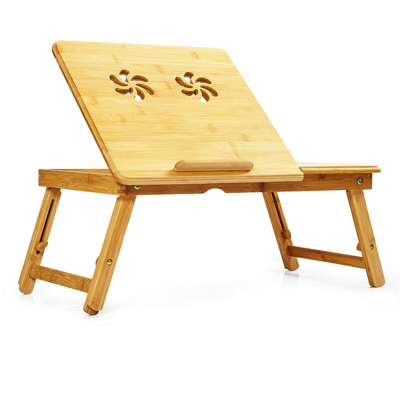 

Mesa para portátil con ranuras de ventilación regulable en altura 58x23x29cm bambú