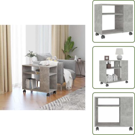 Mesa para sofá - vidaXL Mesa auxiliar de madera contrachapada gris hormigón 70x35x55 cm - Mesa gris hormigón