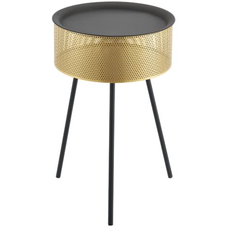 Mesa pequeña 65 x 40 cm negro dorado 030008544
