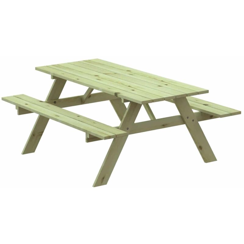 

gardiun - Mesa Picnic de Madera Tratada Solid 28 mm Con Banco 177x151x77 cm 6/8 Personas
