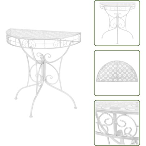 Mesa plateada - vidaXL Mesa auxiliar vintage metal semicircular 72x36x74 cm plateada - Mesa de metal