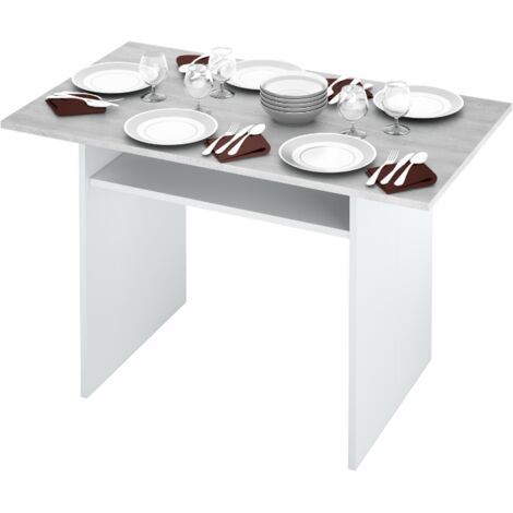 Mesa plegable 120 x 77 cm blanco mate y hormigón - Ortigia