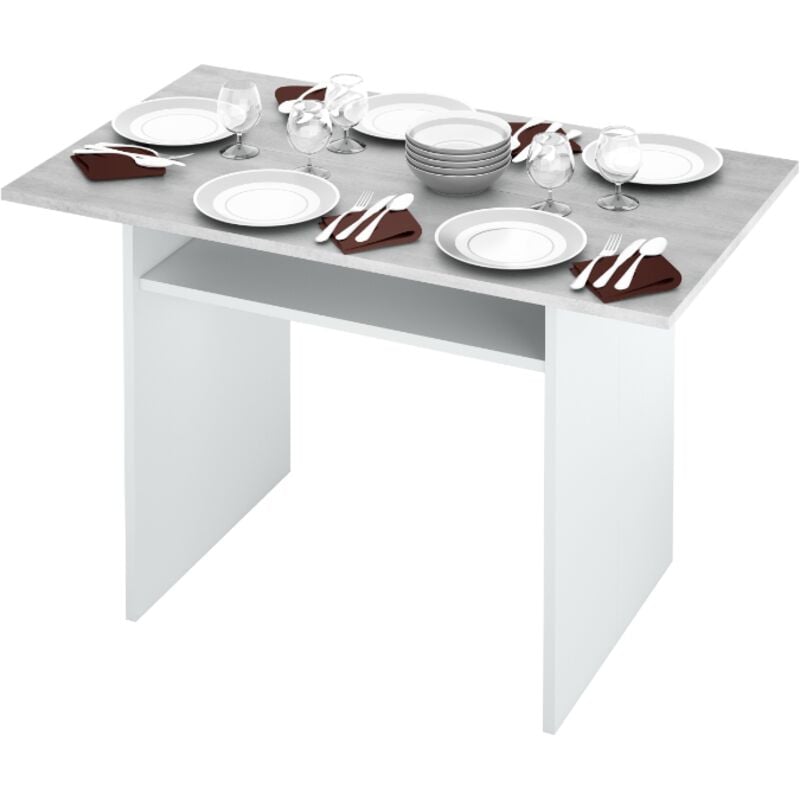 

Mesa plegable 120x70 cm Blanco mate y cemento | Cemento/blanco