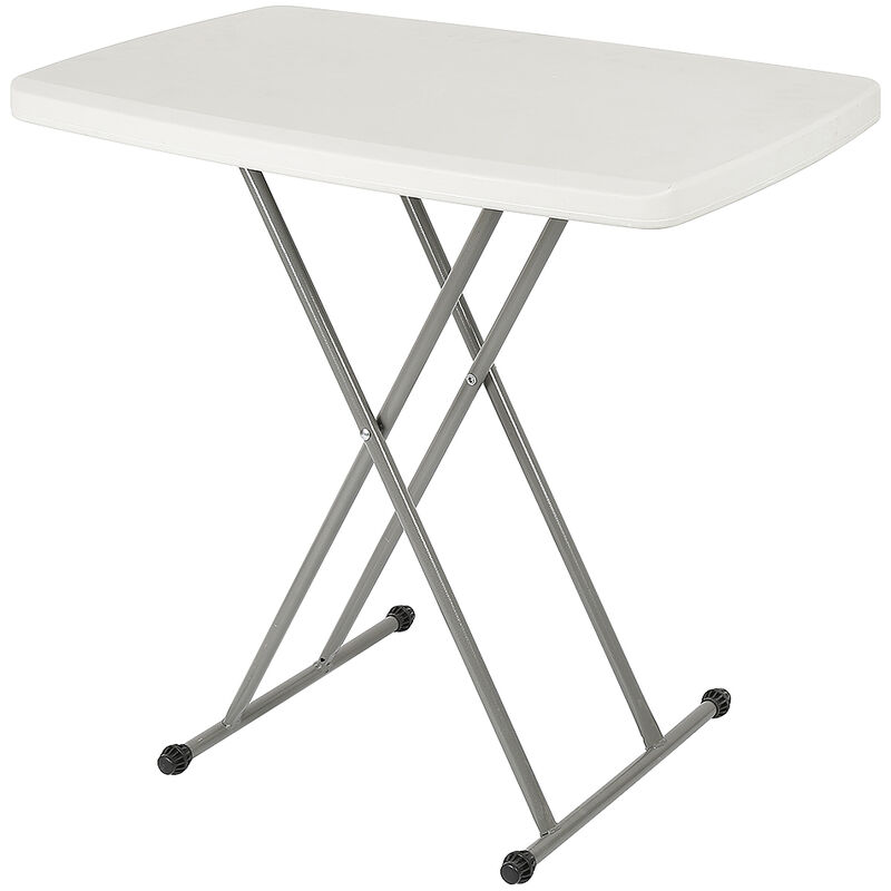 

Mesa plegable ajustable, Mesa plegable compacta, 76 x 50 x 51/63/74 cm, Blanco, Material: HDPE, Acero