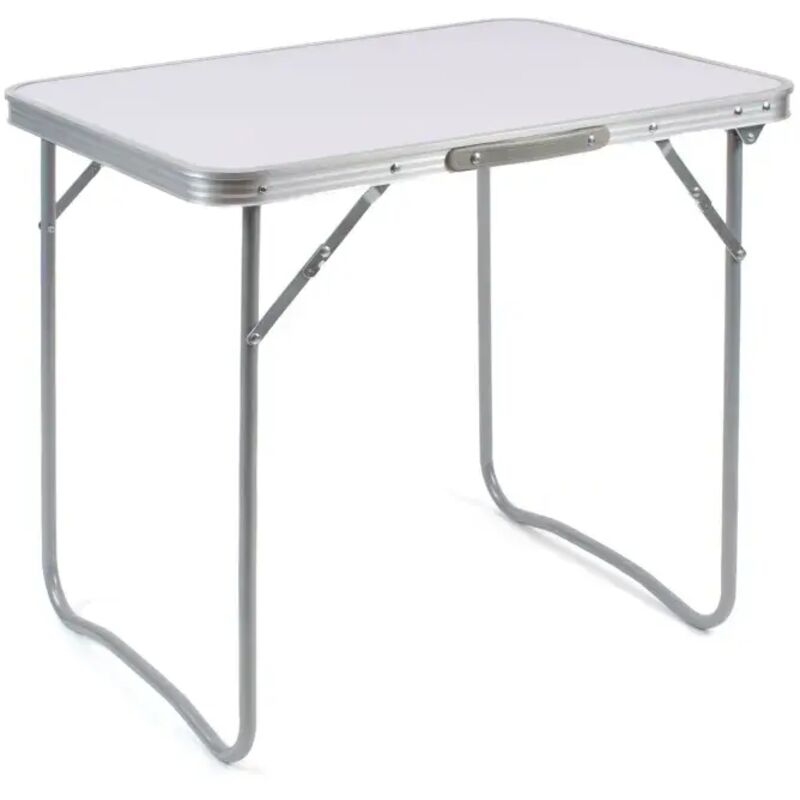 Mesa plegable camping (70x50 cm) acero - Blanco