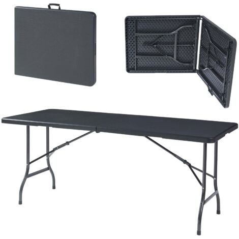 Mesa plegable con tablero rectangular 180 x 75 x 72 cm color negro 030011090