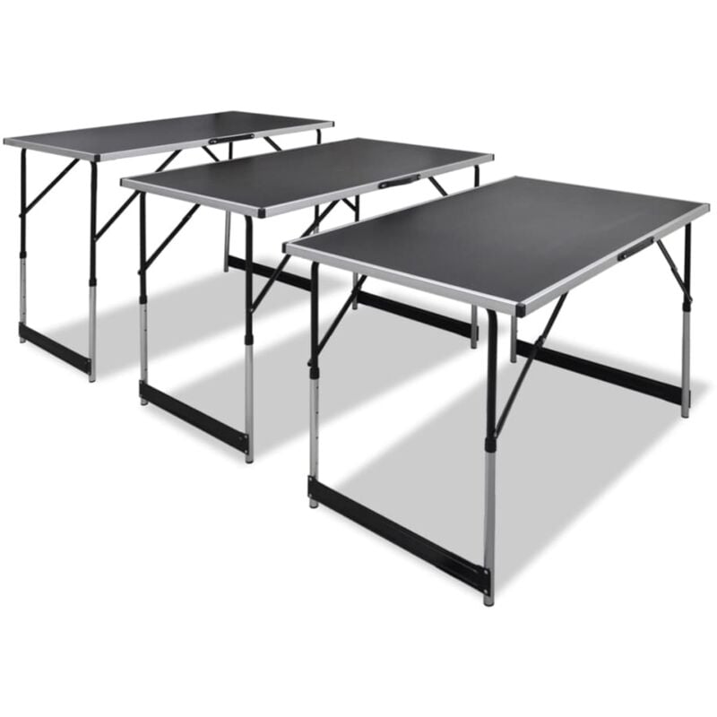 

Mesas de empapelar plegables de altura ajustable 3 unidades - Negro - Vidaxl
