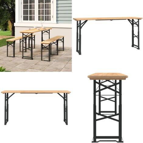 Mesa plegable de bar madera maciza abeto 170x50x75/105 cm - Mesa de jardín - Mesa de camping