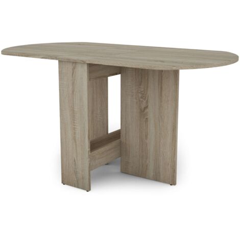 Mesa Plegable de Comedor, Mesa de Cocina Redonda Alas Abatibles Sand Roble Sonoma 150x75x80 cm