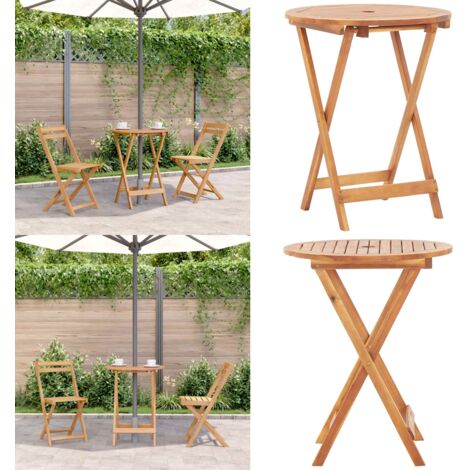 Mesa plegable de jardín de madera maciza de acacia 60x75 cm - Mesa de madera - Mesa plegable