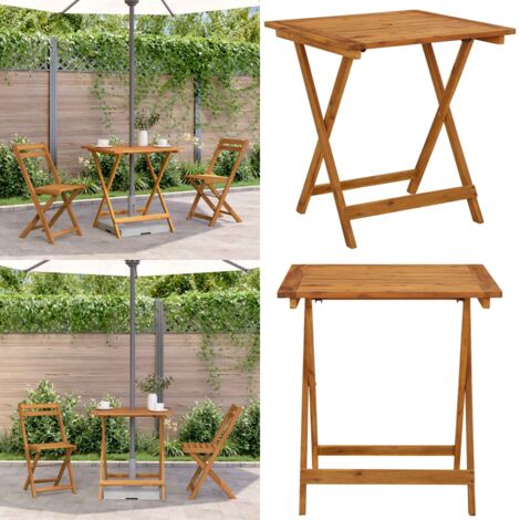 Mesa plegable de jardín de madera maciza de acacia 70x70x75 cm - Mesa de comedor - Mesa plegable