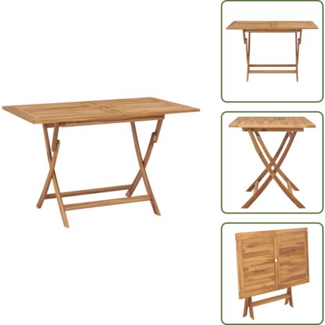 Mesa plegable de jardín madera maciza de teca 120x70x75 cm