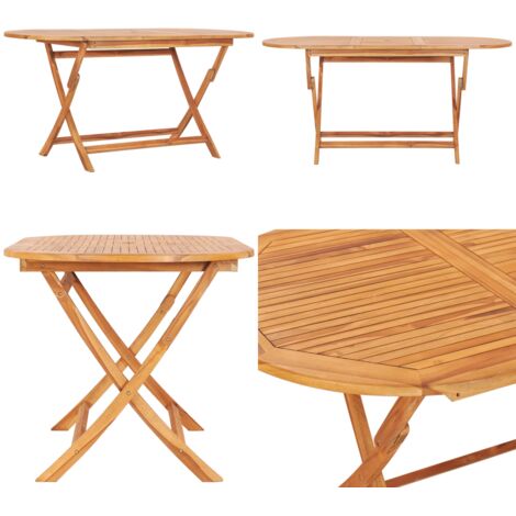 Mesa plegable de jardín madera maciza de teca 160x80x75 cm - Mesa de comedor - Madera de teca