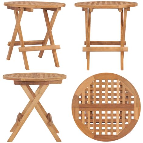 Mesa plegable de jardín madera maciza de teca 50x50x50 cm - Mesa de exterior - Mesa de picnic