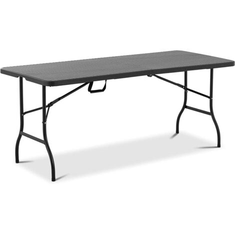 Mesa plegable de jardín para catering de exterior (183 x 75 x 74 cm, capacidad de carga: 150 kg, acero, polietileno, color: negro) 140004484