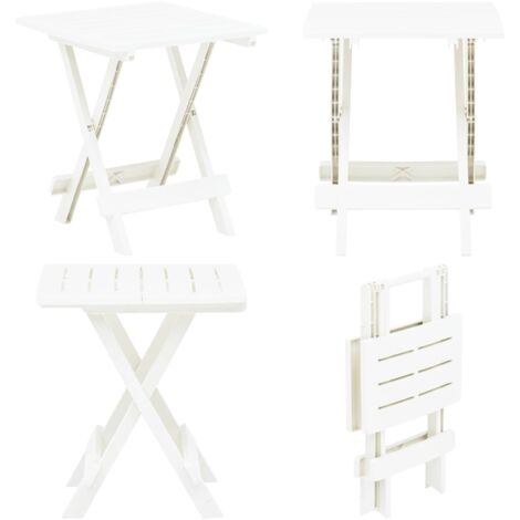 Mesa plegable de jardín plástico blanco 45x43x50 cm - Mesa de jardín plástica - Mesa de jardín blanca
