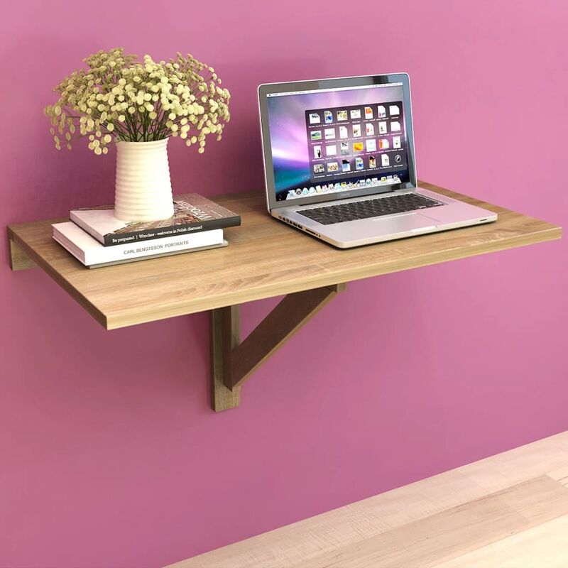 

Mesa plegable de pared color roble 100x60 cm - Marrón