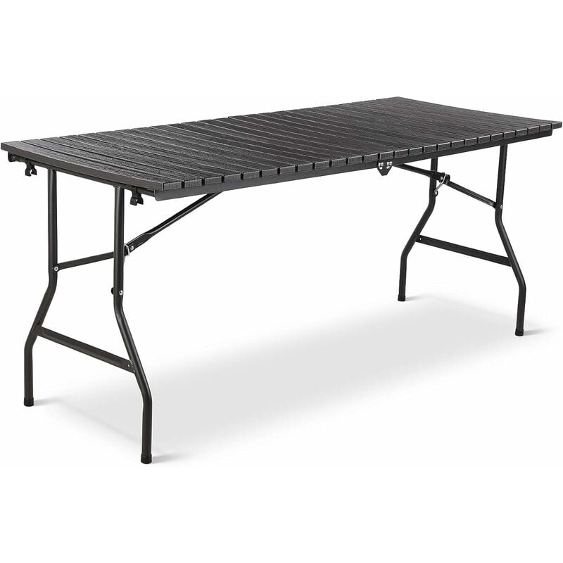

Mesa Plegable, Mesa de Jardín Camping de Imitación de Ratán, Mesa Plegable Rectangular con Estructura de Acero y Asa, Soporta hasta 150 kg, Portátil,