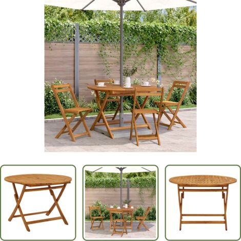 Mesa plegable - Mesa plegable de jardín de madera maciza de acacia 110 cm