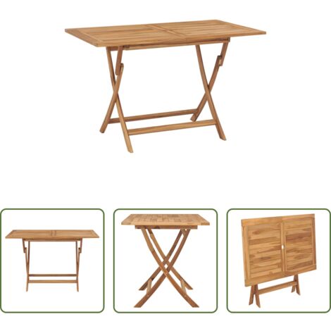 Mesa plegable - Mesa plegable de jardín madera maciza de teca 120x70x75 cm