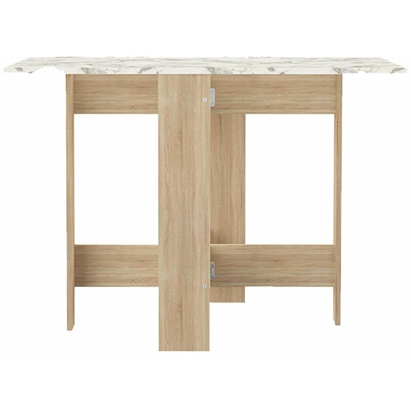 

Mesa plegable PAPILLON roble natural y mármol, 103 x 76 x 73.4 - roble natural y mármol