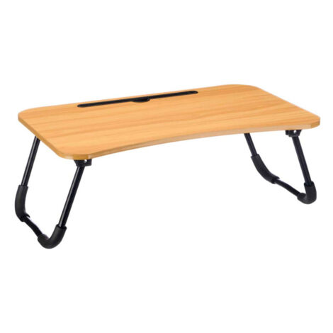 Mesa plegable para portátil, bandeja de madera y metal, 60 x 40 x 26 cm