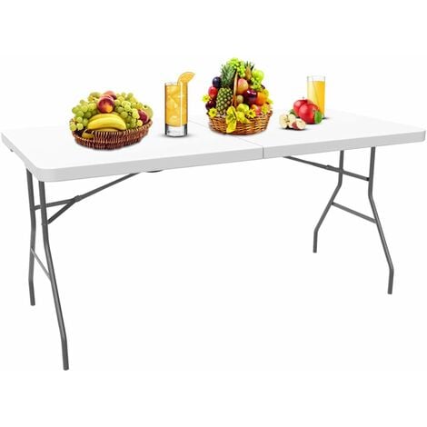 Goplus Mesa plegable de 6 pies, mesas plegables de plástico para interiores  y exteriores, mesa plegable rectangular resistente con asa, mesa de