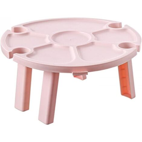 Mesa plegable portátil para exteriores, soporte para copas de vino, mesa de picnic, mesa de playa, mesa de vino, rosa