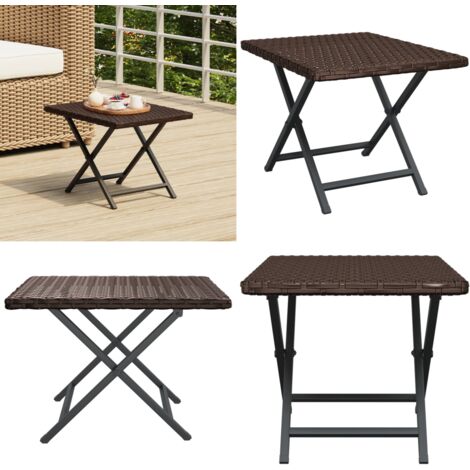 Mesa plegable ratán sintético marrón 45x35x32 cm - Ratán sintético - Mesa de jardín