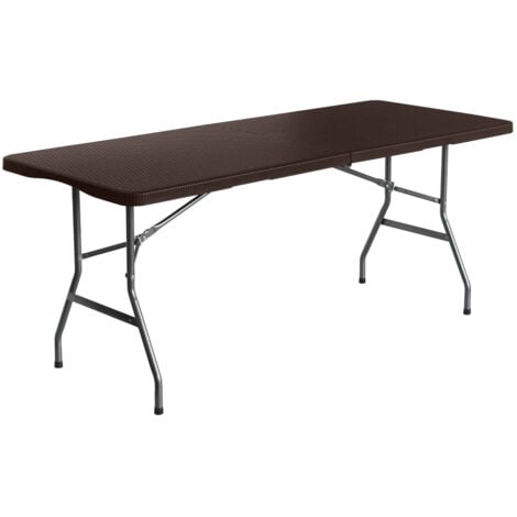 Mesa Plegable Rectangular Efecto Ratán 180x74x74cm 7house