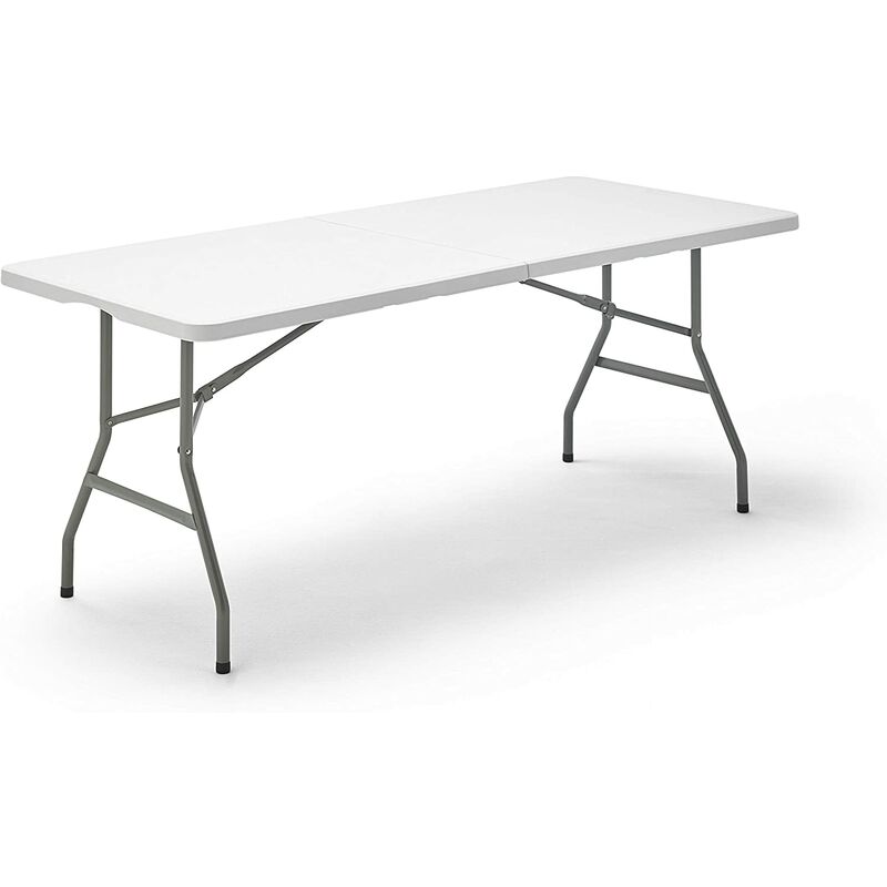 

Mesa Plegable Rectangular de Resina Multifuncional, para jardín y Camping Color Blanco. 180cmx75cm ultraresistente Multiusos, Patas en Tubo de Acero