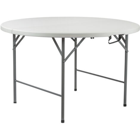 Mesa Plegable Redonda Efecto Granito Blanco Ø150x74cm Thinia Home