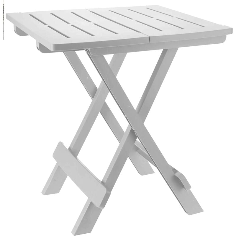 

Mesa plegable "TEVERE" Blanca, Mesa Auxiliar Plegable Blanca, Mesa para Terraza, Jardín o de Camping, 79x72x70cm - Hogar y Más