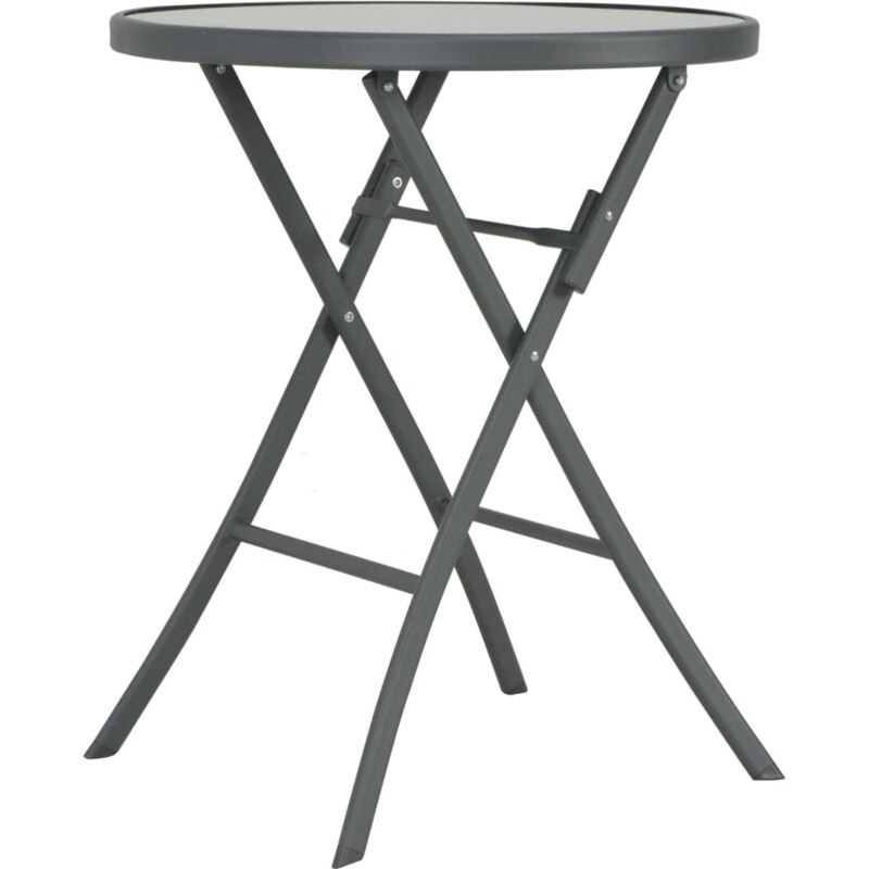 

vidaXL Mesa plegable tipo bistró de jardín vidrio y acero 60x70 cm - Gris