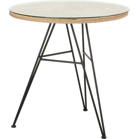 Mesa Ratan Sintetico Hierro Cristal 75X75X75 Cm