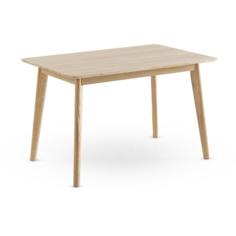 Mesa rectangular 120x80 patas madera de hevea con sobre chapado en roble