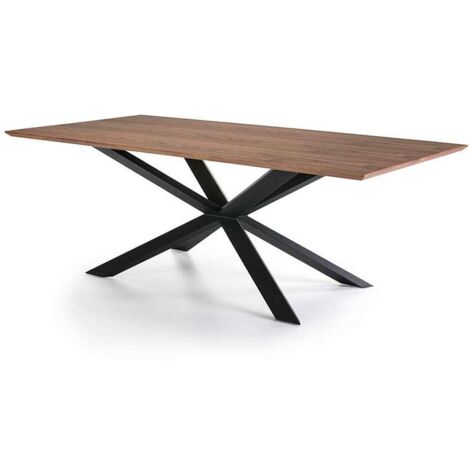 Mesa rectangular en chapa de nogal Nerea, 200 x 100 x 76 cm (largo x ancho x alto)