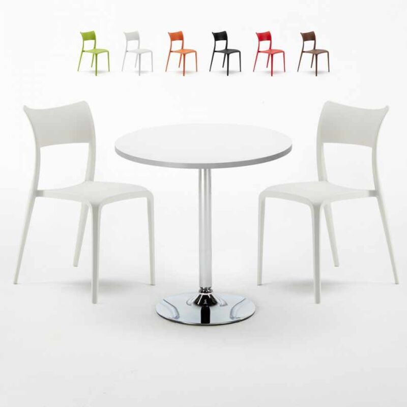 

Mesa Redonda Blanca Con 2 Sillas De Colores Interior Bar Parisienne Long Island | Color: Blanco