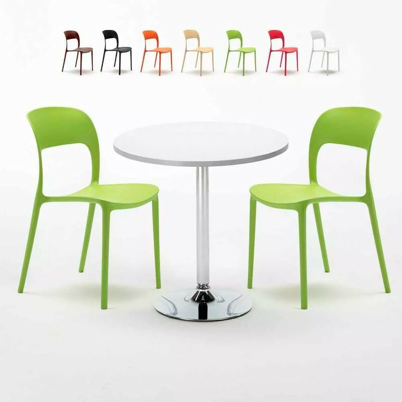 

Mesa Redonda Blanca Con 2 Sillas De Colores Interior Bar Restaurant LONG Island | Verde