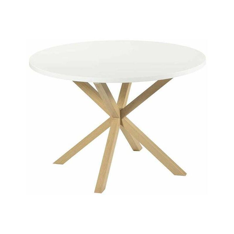 

Mesa redonda Carmen en acabado blanco con patas en color madera 76 cm(alto)110 cm(ancho)110 cm(largo) Color Blanco