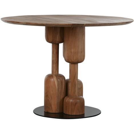 Mesa Redonda Comedor Acacia Metal 106X106X76