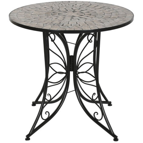 Mesa Redonda Comedor Metal Ceramica 80X80X76 Negro