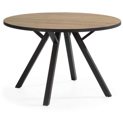Mesa redonda de comedor Beli acabado natural/bocamina, 77cm(alto) 120cm(ancho) 120cm(largo)